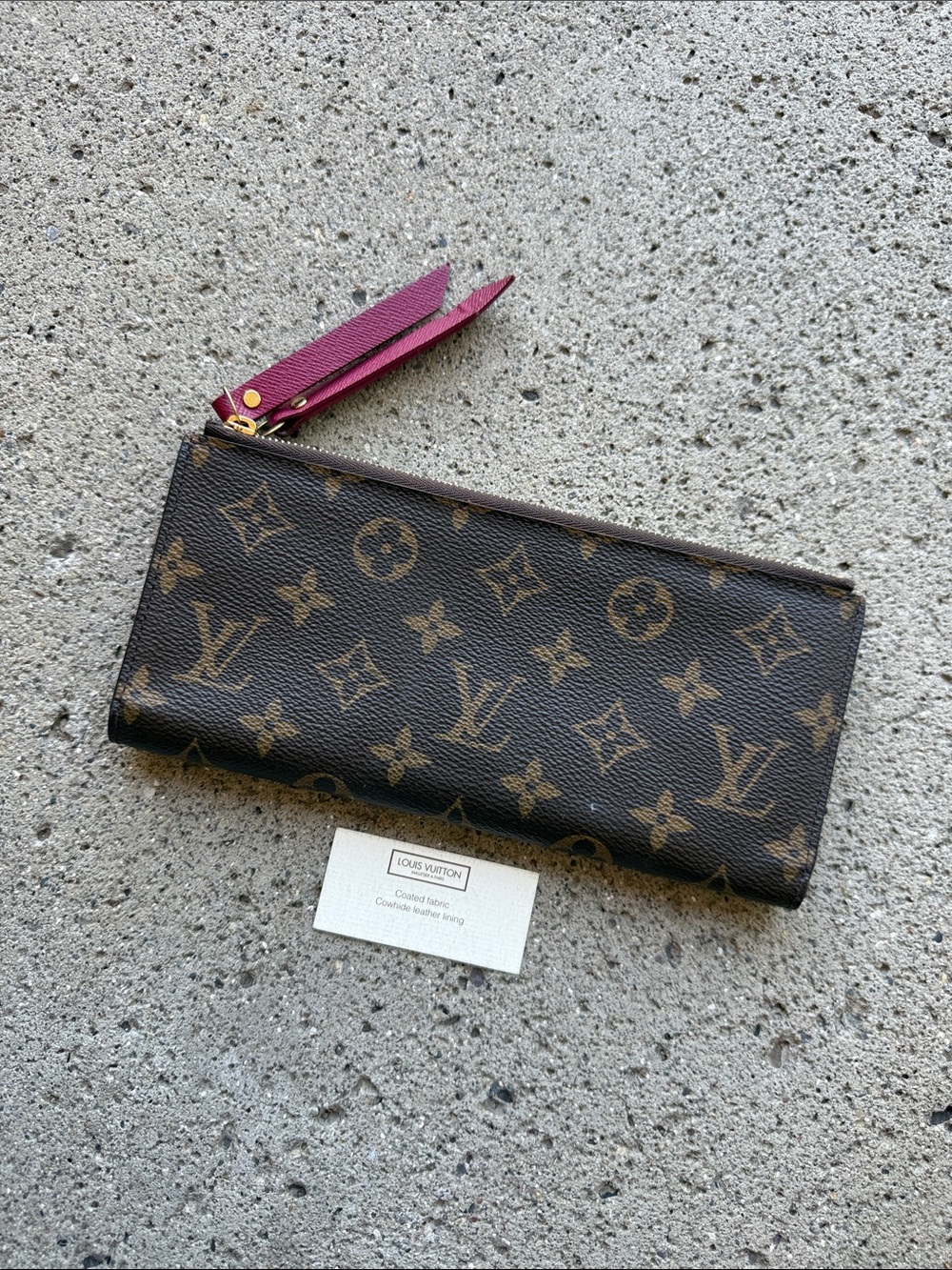 Louis Vuitton Monogram Canvas Long Zip Wallet with Pink Tassel